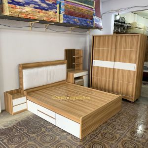 Combo 02 (Tủ áo, tủ đầu giường, giường ngủ kiểu Nhật, bàn phấn)